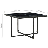 Set da Pranzo da Giardino 9 pz con Cuscini in Polyrattan Nero 42543