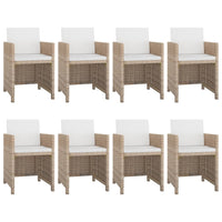 Set da Pranzo da Giardino 9 pz con Cuscini in Polyrattan Beige cod mxl 30048