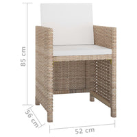 Set da Pranzo da Giardino 9 pz con Cuscini in Polyrattan Beige cod mxl 30048