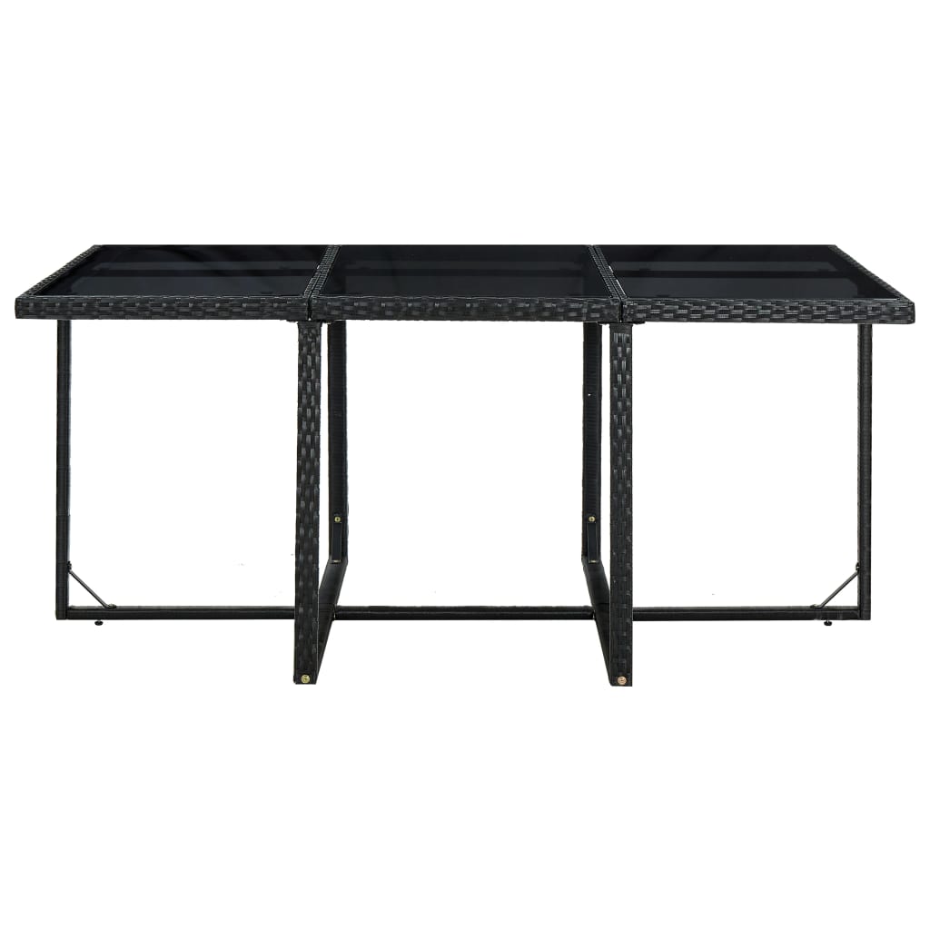 Set da Pranzo da Giardino 11 pz con Cuscini in Polyrattan Nero  cod mxl 42649