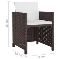 Set da Pranzo da Giardino 11 pz con Cuscini Polyrattan Marrone cod mxl 36185