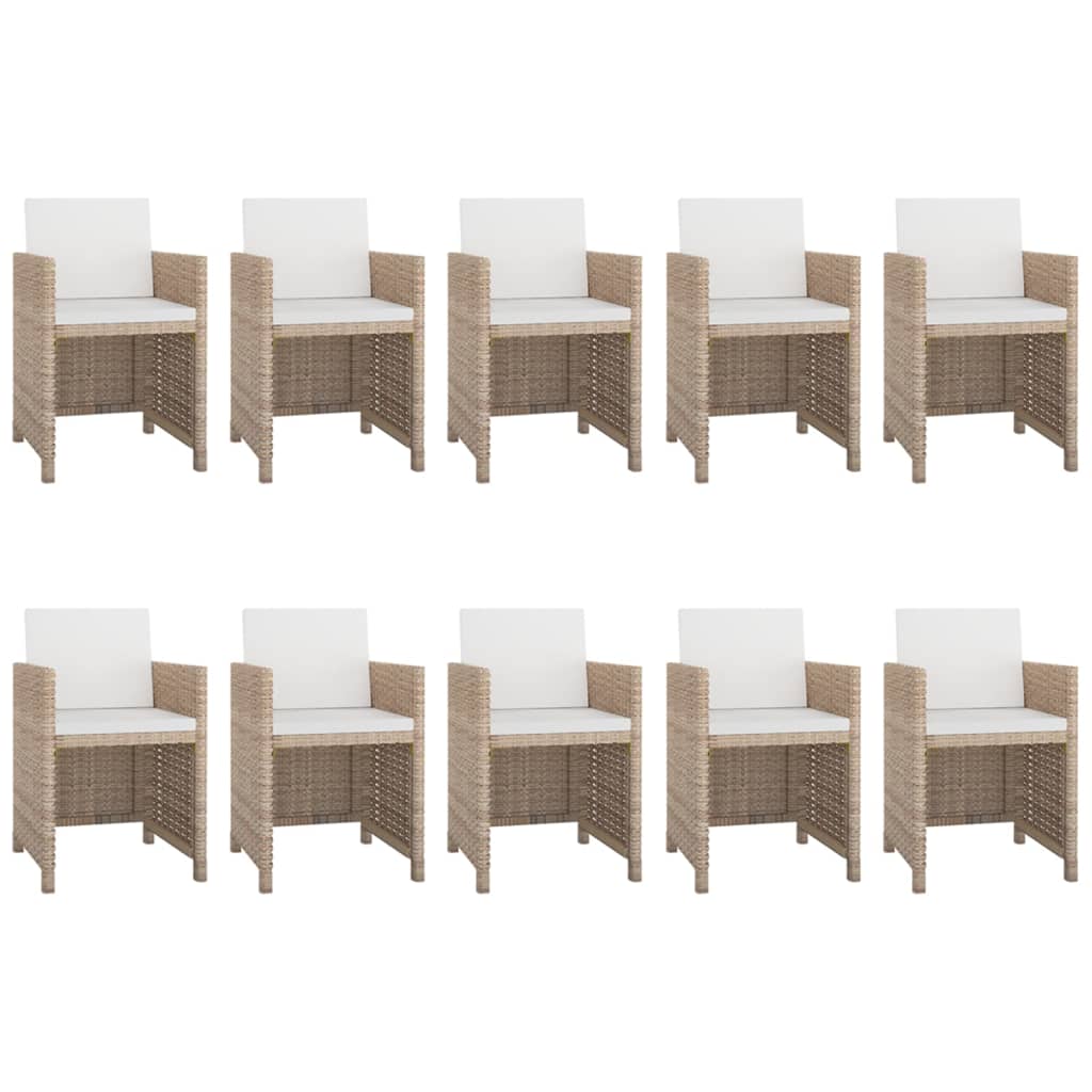 Set da Pranzo da Giardino 11 pz con Cuscini in Polyrattan Beige cod mxl 35315