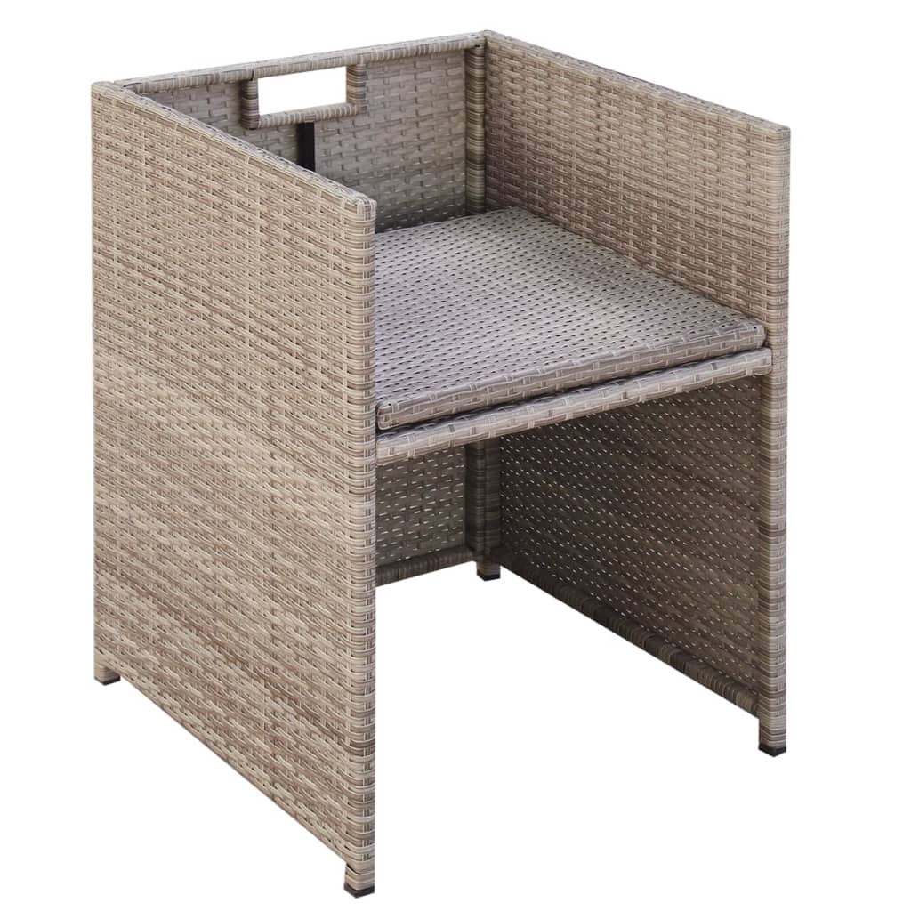 Set da Pranzo da Giardino 9 pz con Cuscini in Polyrattan Beige cod mxl 35052