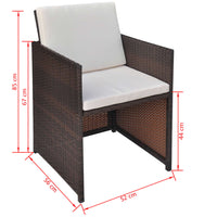 Sedie da Giardino 2 pz con Cuscini in Polyrattan Marrone 42560