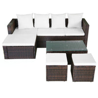 Set Divani da Giardino 4 pz con Cuscini in Polyrattan Marrone 42585