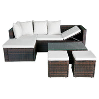 Set Divani da Giardino 4 pz con Cuscini in Polyrattan Marrone cod mxl 35653