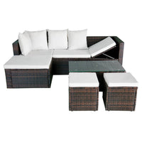 Set Divani da Giardino 4 pz con Cuscini in Polyrattan Marrone 42585