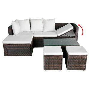 Set Divani da Giardino 4 pz con Cuscini in Polyrattan Marrone 42585