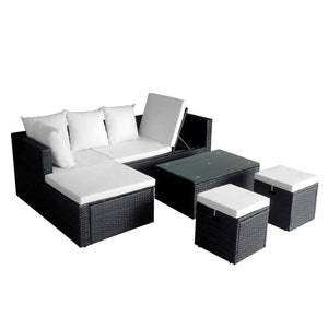 Set Divani da Giardino 4 pz con Cuscini in Polyrattan Nero cod mxl 43686