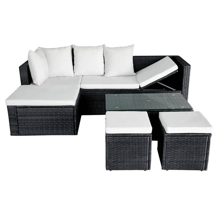 Set Divani da Giardino 4 pz con Cuscini in Polyrattan Nero cod mxl 43686