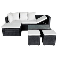 Set Divani da Giardino 4 pz con Cuscini in Polyrattan Nero 42586