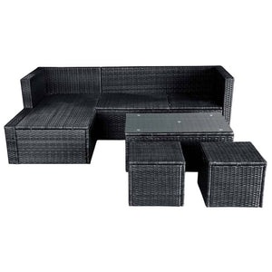 Set Divani da Giardino 4 pz con Cuscini in Polyrattan Nero cod mxl 43686