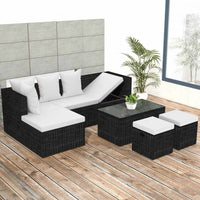 Set Divani da Giardino 4 pz con Cuscini in Polyrattan Nero cod mxl 43686