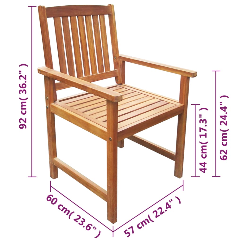 Sedie da Giardino 2 pz in Legno Massello d'Acacia Marrone