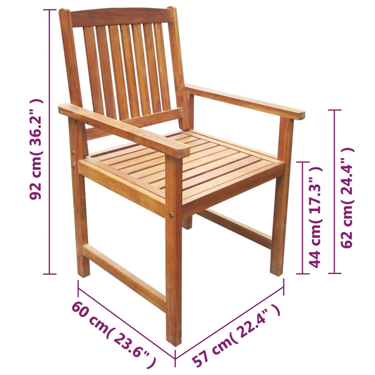 Sedie da Giardino 2 pz in Legno Massello d'Acacia Marrone