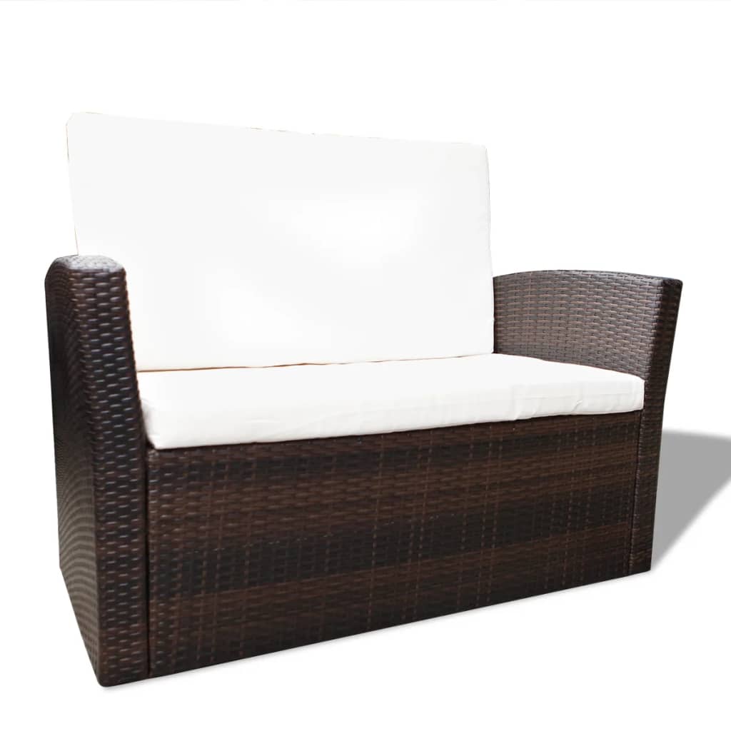 Set Divani da Giardino 4 pz con Cuscini in Polyrattan Marrone cod mxl 33941