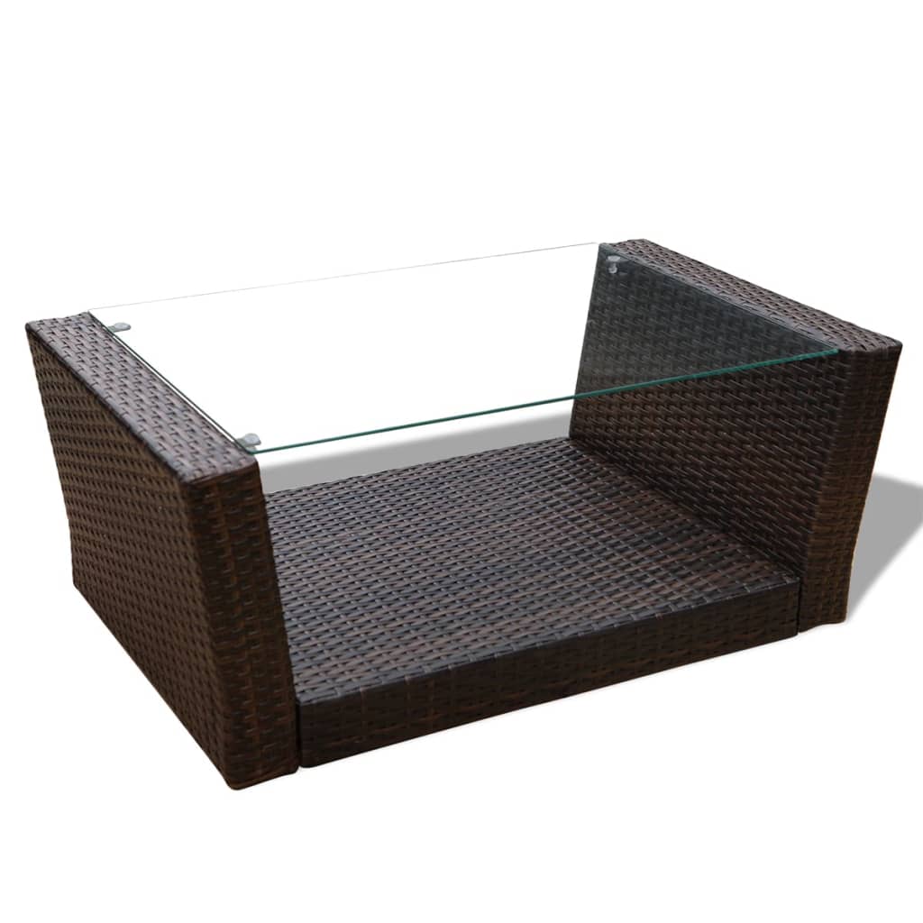 Set Divani da Giardino 4 pz con Cuscini in Polyrattan Marrone cod mxl 33941