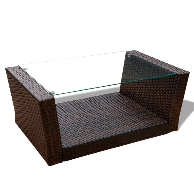 Set Divani da Giardino 4 pz con Cuscini in Polyrattan Marrone cod mxl 33941