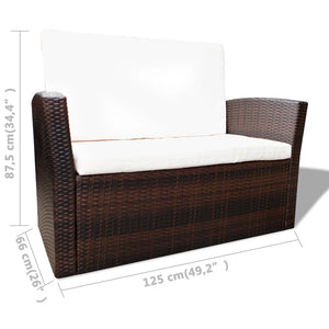 Set Divani da Giardino 4 pz con Cuscini in Polyrattan Marrone cod mxl 33941