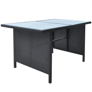 Set da Pranzo da Giardino 6 pz con Cuscini in Polyrattan Nero 42643