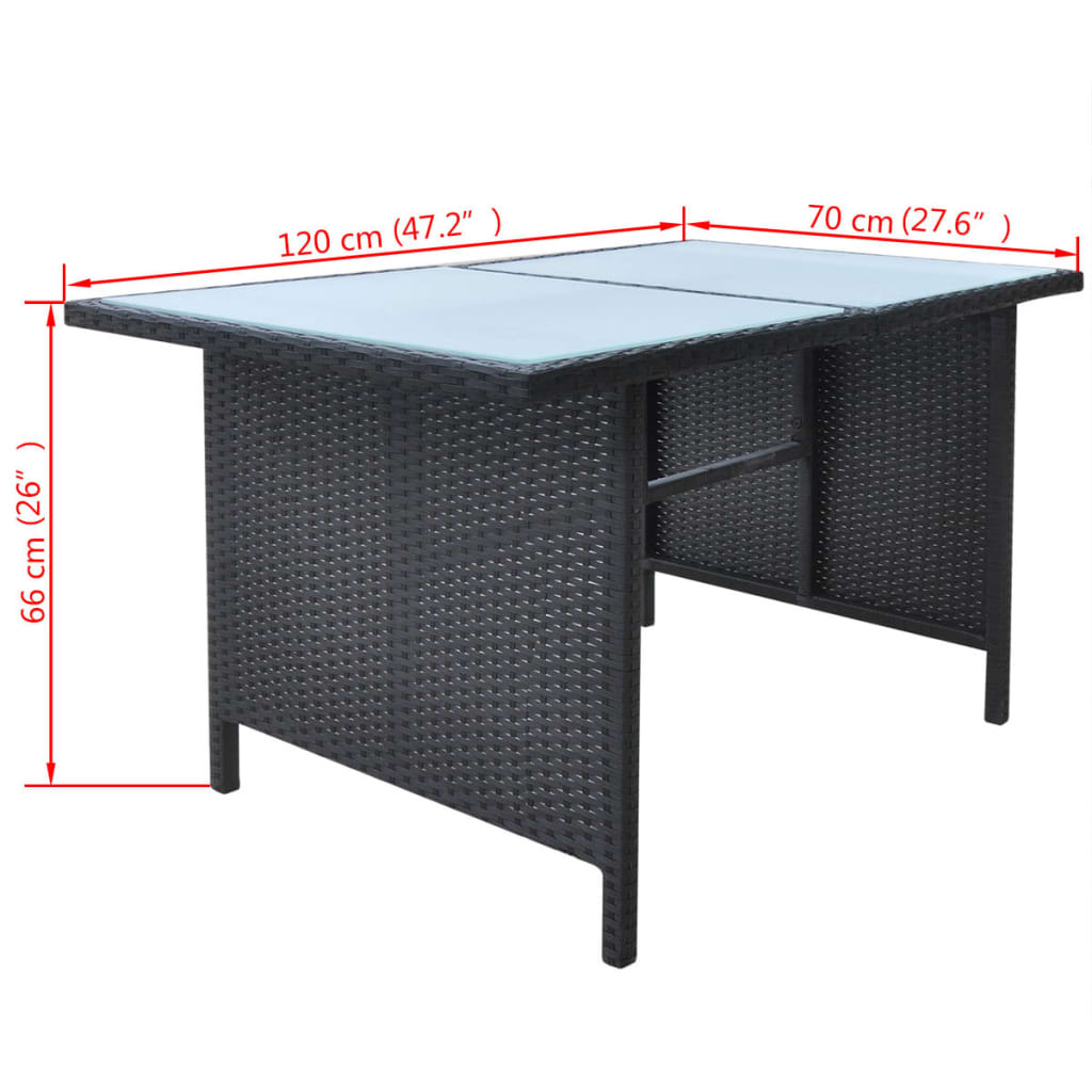 Set da Pranzo da Giardino 6 pz con Cuscini in Polyrattan Nero 42643