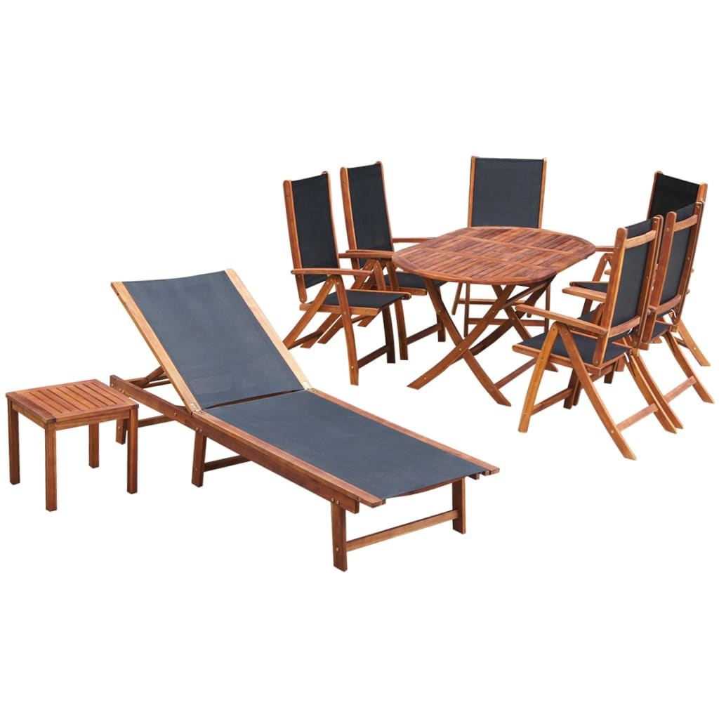 Set da Pranzo da Giardino 9 pz con Cuscini Massello di Acacia cod mxl 57464