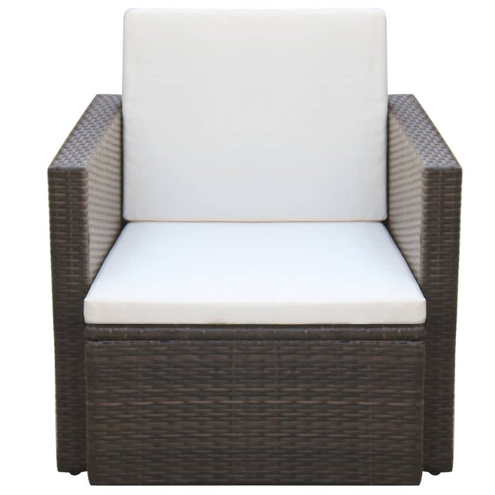 Sedia da Giardino con Cuscini in Polyrattan Marrone cod mxl 8209