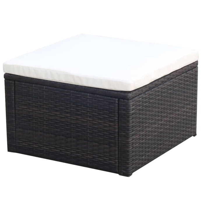 Poggiapiedi Ottomana in Polyrattan 53x53x30 cm Marrone 42670