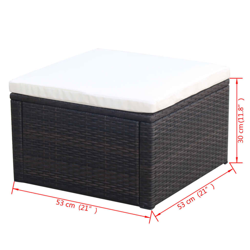 Poggiapiedi Ottomana in Polyrattan 53x53x30 cm Marrone 42670