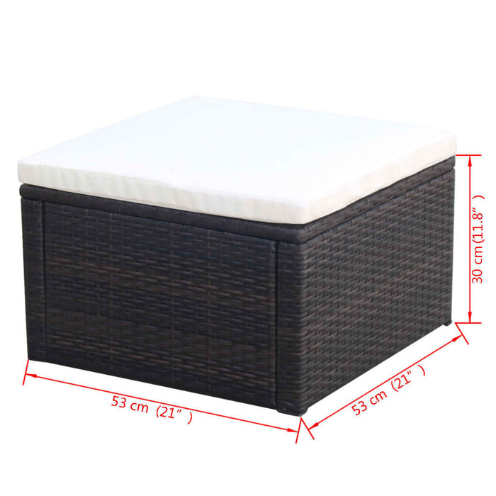 Poggiapiedi Ottomana in Polyrattan 53x53x30 cm Marrone 42670