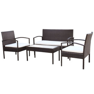 Set Divani da Giardino 4 pz con Cuscini in Polyrattan Marrone 42672