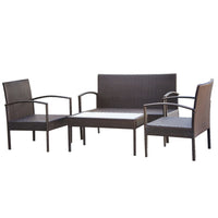 Set Divani da Giardino 4 pz con Cuscini in Polyrattan Marrone 42672