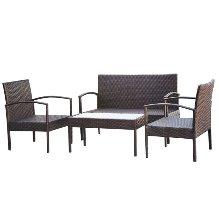 Set Divani da Giardino 4 pz con Cuscini in Polyrattan Marrone 42672