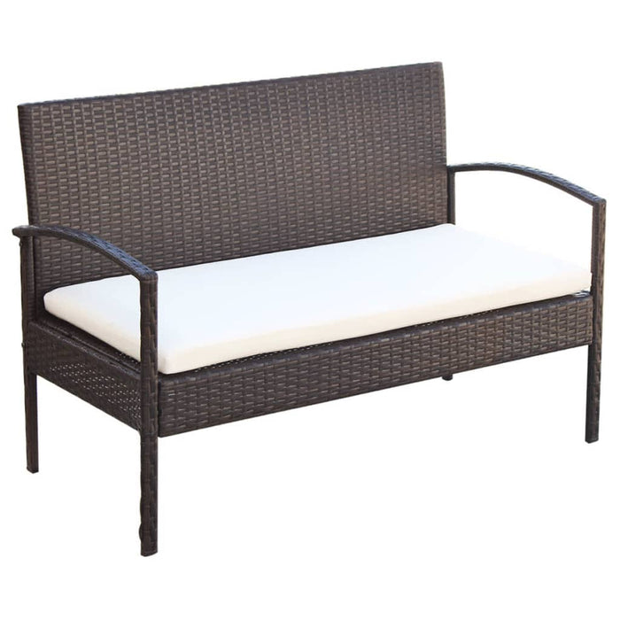 Set Divani da Giardino 4 pz con Cuscini in Polyrattan Marrone 42672