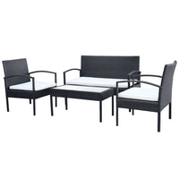 Set Divani da Giardino 4 pz con Cuscini in Polyrattan Nero cod mxl 31572