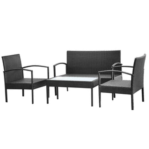 Set Divani da Giardino 4 pz con Cuscini in Polyrattan Nero cod mxl 31572