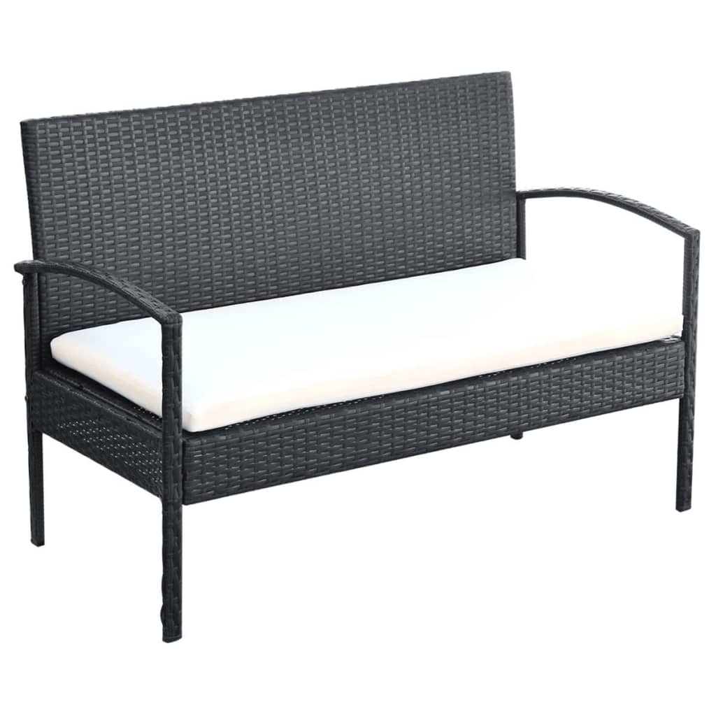 Set Divani da Giardino 4 pz con Cuscini in Polyrattan Nero cod mxl 31572