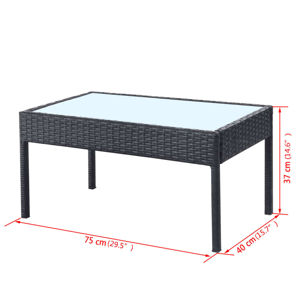 Set Divani da Giardino 4 pz con Cuscini in Polyrattan Nero cod mxl 31572