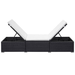 Lettino Prendisole con Cuscino in Polyrattan Nero 42677