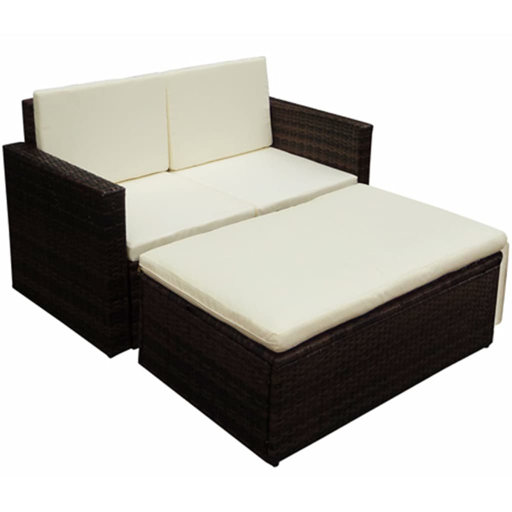 Set Divani da Giardino 2 pz con Cuscini in Polyrattan Marrone cod mxl 34556