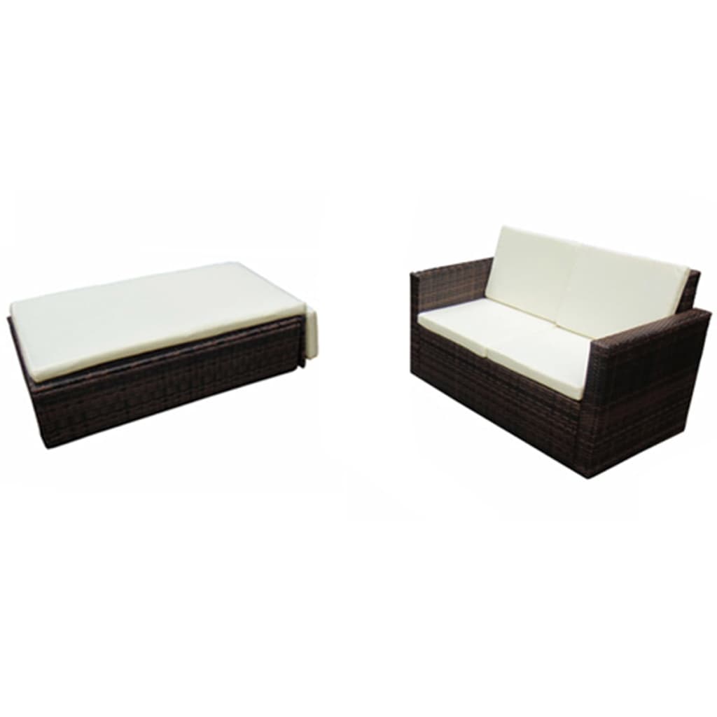 Set Divani da Giardino 2 pz con Cuscini in Polyrattan Marrone cod mxl 34556