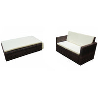 Set Divani da Giardino 2 pz con Cuscini in Polyrattan Marrone cod mxl 34556