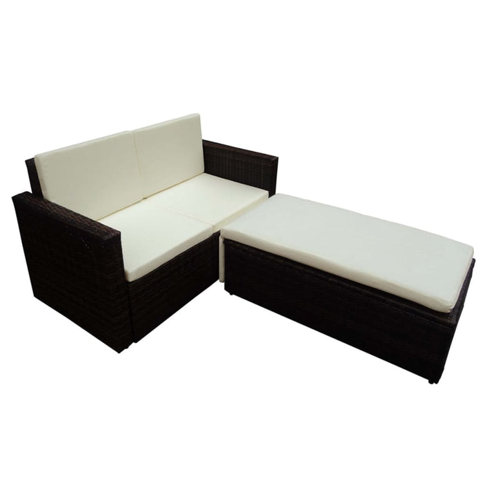 Set Divani da Giardino 2 pz con Cuscini in Polyrattan Marrone cod mxl 34556