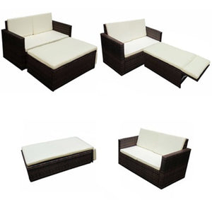 Set Divani da Giardino 2 pz con Cuscini in Polyrattan Marrone cod mxl 34556