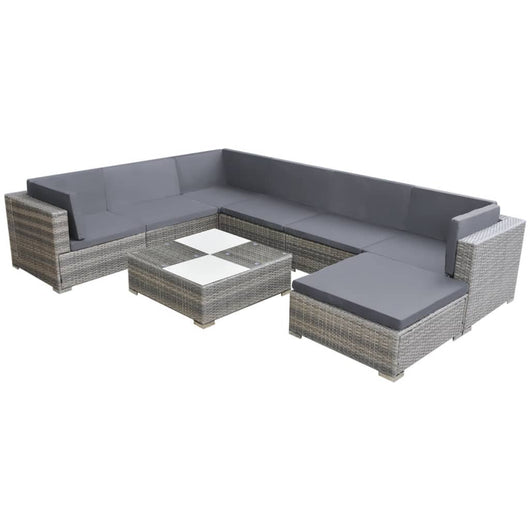 Set Divani da Giardino 8 pz con Cuscini in Polyrattan Grigio cod mxl 40206