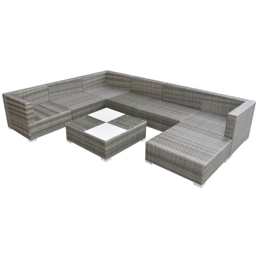 Set Divani da Giardino 8 pz con Cuscini in Polyrattan Grigio cod mxl 40206