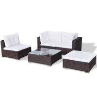 Set Divani da Giardino 5 pz con Cuscini in Polyrattan Marrone 42739