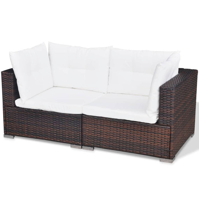 Set Divani da Giardino 5 pz con Cuscini in Polyrattan Marrone 42739