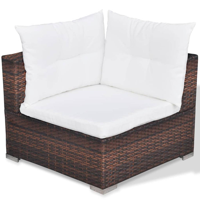 Set Divani da Giardino 5 pz con Cuscini in Polyrattan Marrone 42739