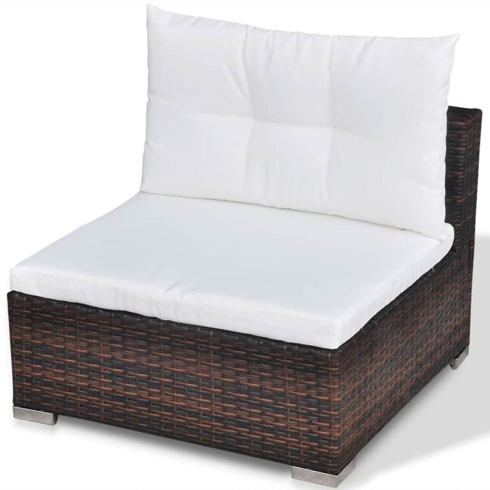 Set Divani da Giardino 5 pz con Cuscini in Polyrattan Marrone 42739